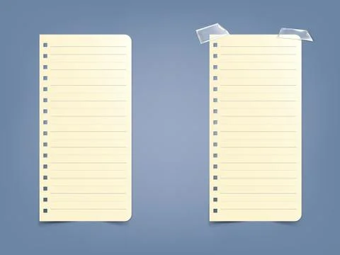 Sheet, page in a striped notebook, notepad on a blue background. Stockillustratie