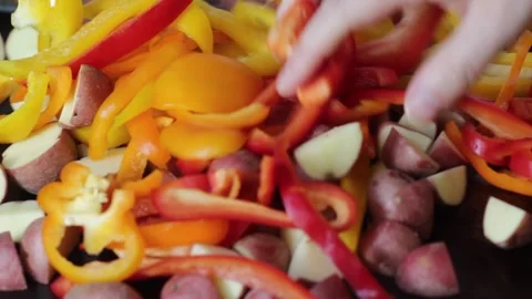 Sheet pan veggies Stock Footage 281905762