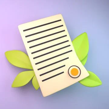 Sheet of paper contract 3d illustration Stock Illustration