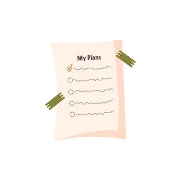 Sheet of paper with to do items for the day Illustrazione stock
