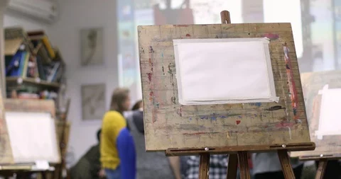 Sheet of paper on easel students in classroom Stock-Footage 87492415