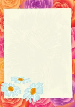 Sheet of paper on a flower background. Stock Illustration