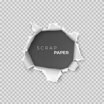 Sheet of paper with hole inside. Template realistic page of  scrap paper Stock Illustration
