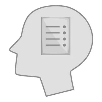 Sheet of paper in human head icon monochrome Stock Illustration