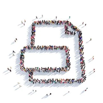 Sheet of paper people 3D rendering Stock Illustration