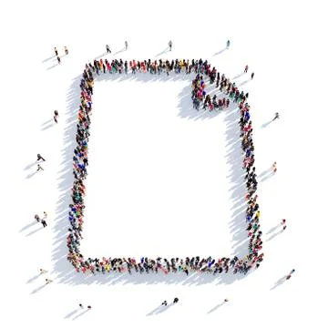 Sheet of paper people 3D rendering イラスト素材