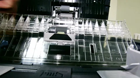 A sheet of paper is stuck in the copier Video stock 67634297