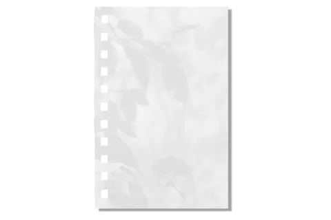 Sheet of paper on a transparent background with a shadow of tree leaves 스톡 사진