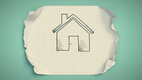 A sheet of paper unfolds in stop motion animation. Home, mortgage sign crum.. Video stock 242591263