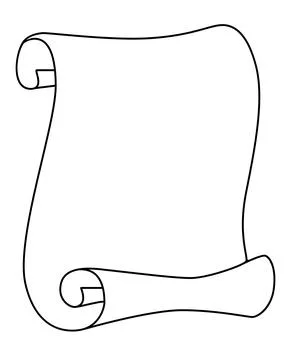 Sheet of paper, Unrolled scroll - vector linear coloring picture with copy space Illustrazione stock