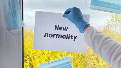 Sheet of paper with word New normality Stock Footage 163106034