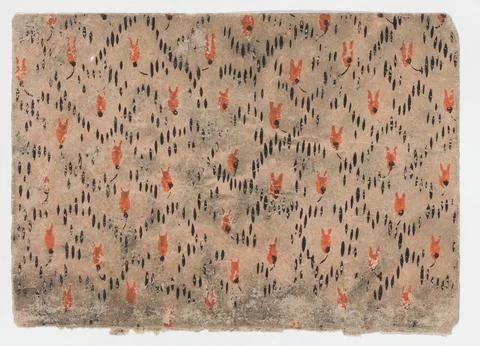 Sheet with pattern of red and black dashes 19th century Anonymous. Sheet wi.. Stock Photos
