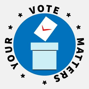 Sheet with red checkmark falls into voting box Stock Illustration