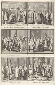 . Sheet with six representations of dedicated and saints of objects in the... Stock Photos