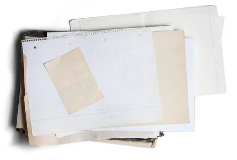 Sheet of square paper on pile of aged papers Stock Photos