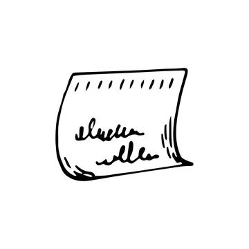 Sheet sticker for notes line art. Glued page. Hand drawn doodle vector illust Illustrazione stock