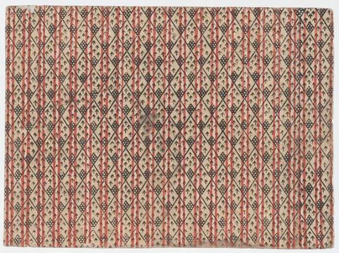 Sheet with striped background with diamond pattern and arrows 19th century .. Stock Photos