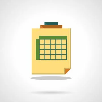 Sheet with table flat color vector icon 스톡 일러스트