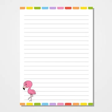 Sheet template for notebook, notepad, diary. Lined paper. Cute character. Wit Stock Illustration