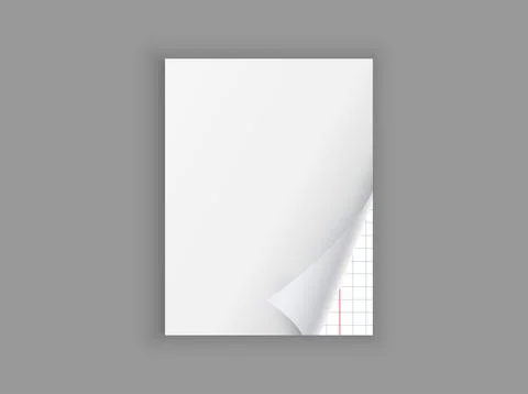 Sheet with turned corner .Sheet of notebook paper blank. Stock Illustration