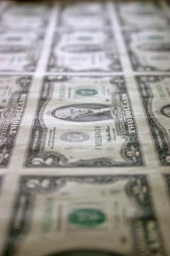 Sheet of Two Dollar Bills 2 Stock Photos