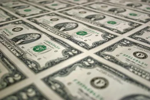 Sheet of Two Dollar Bills 3 Stock Photos