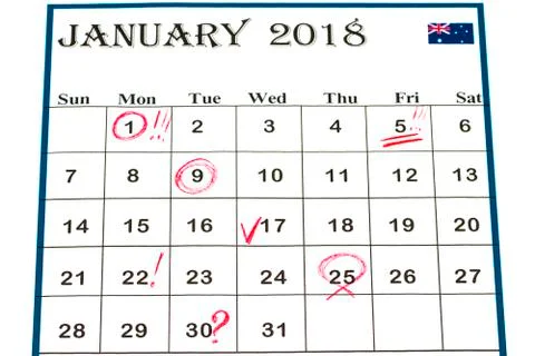 Sheet of wall calendar with red mark on 25 december - Christmas Stock Photos