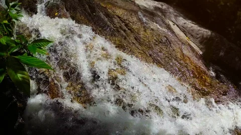 Sheet of Water Tumbling over Rocks in Thailand Wilderness Stock-Footage 85551189