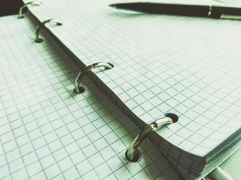 A sheet of white paper in a cage from a notebook. diary to record all persona Foto stock