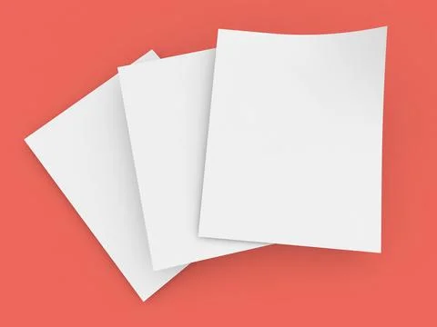 Sheets of A4 paper on a red background. Stock Illustration