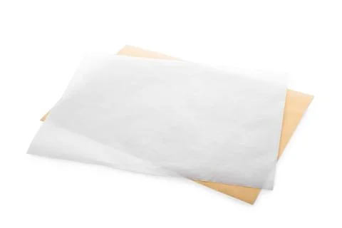 Sheets of baking paper on white background Stock Photos