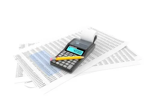 Sheets with calculator Illustrazione stock