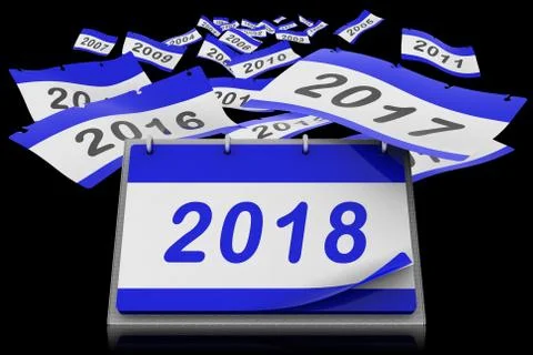 Sheets calendar year 2018 -   3D illustration 스톡 일러스트
