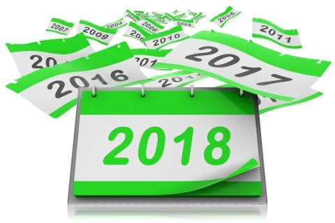 Sheets calendar year 2018 -   3D illustration 스톡 일러스트