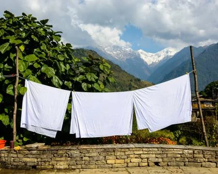 Sheets drying in the sun Foto stock