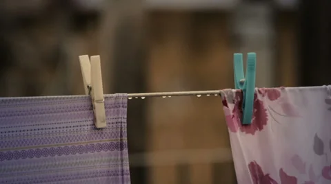 Sheets hung with clothespins Stock-Footage 33622517