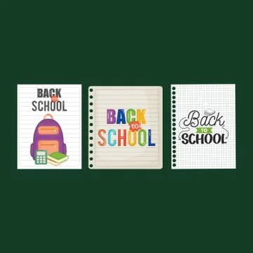 Sheets of notebook with back to school message 스톡 일러스트
