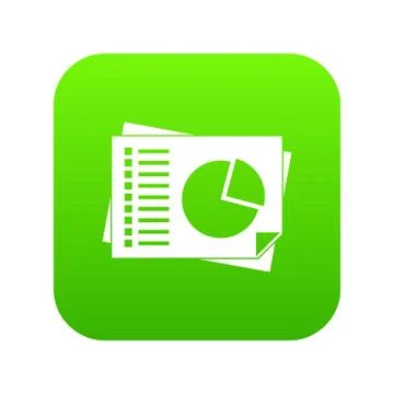 Sheets of paper with charts icon digital green Stock Illustration
