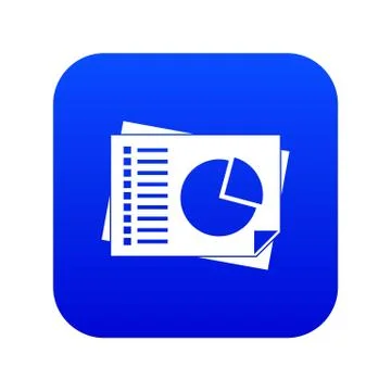 Sheets of paper with charts icon digital blue Stock Illustration