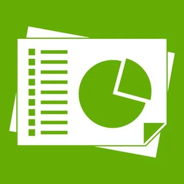 Sheets of paper with charts icon green Stock Illustration