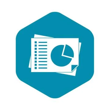 Sheets of paper with charts icon, simple style Stock Illustration