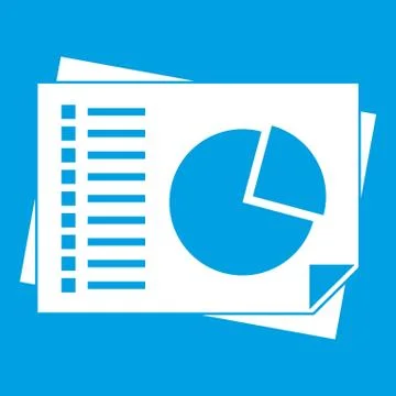 Sheets of paper with charts icon white Stock Illustration