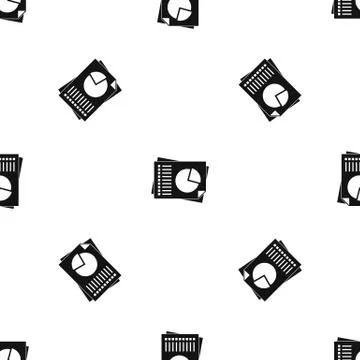 Sheets of paper with charts pattern seamless black Stock Illustration
