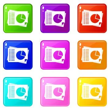 Sheets of paper with charts set 9 Stock Illustration