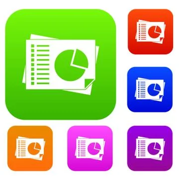 Sheets of paper with charts set collection Illustrazione stock