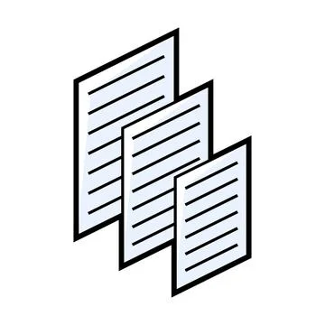 Sheets of paper icon in isometry. Image for website, app, logo, UI design. Stock Illustration
