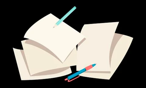 Sheets of paper for text and a page for drawings, a set of a sketch artist Stock Illustration