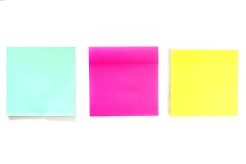 Sheets for records of different colors on a white Foto stock