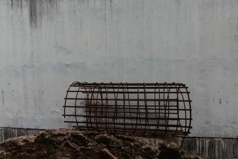 Sheets of strong reinforcement mesh of different sizes in stock for sale. Foto stock