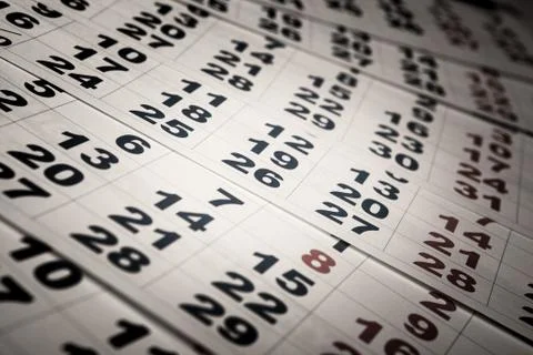 Sheets of wall calendar with the number of days Foto stock